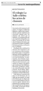 Diario de avisos - Viernes 21 de enero de 2011 - Página 7 "CENTENARIO: El colegio La Salle celebra los actos de clausura"